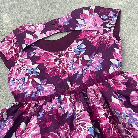 Gymboree 7 Dressed Up Floral Purple Kids Lined Dress - Picture 8 of 15